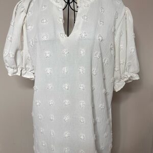 $5 Friday Elegant White Textured Women's Top